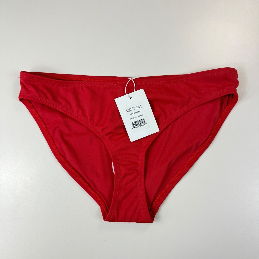 NWT Andie Swim Womens Small Bikini Bottom Cherry Red Swimsuit Briefs - Picture 2 of 9